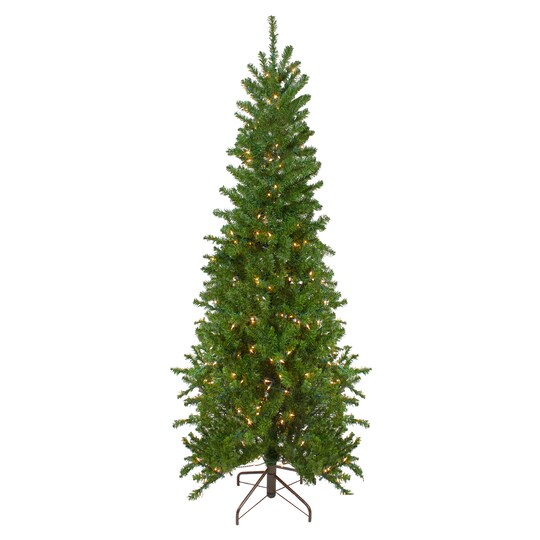 Northlight Pre-Lit Pencil Canadian Pine Artificial Christmas Tree - 7.5' - Clear Lights
